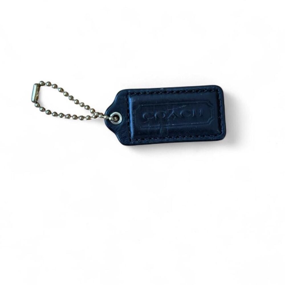 Coach Dark Brown Leather Hand Tag with Brass Chain